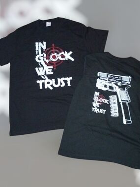 GLO jeans Black Tee with White & Red Target Graphic